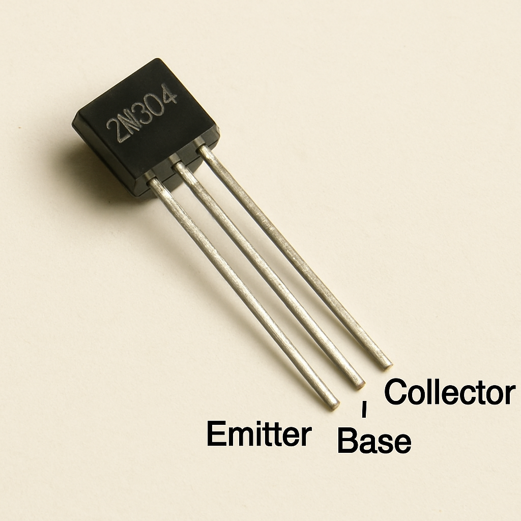 Image of a 2n3904 transistor with labeled pins