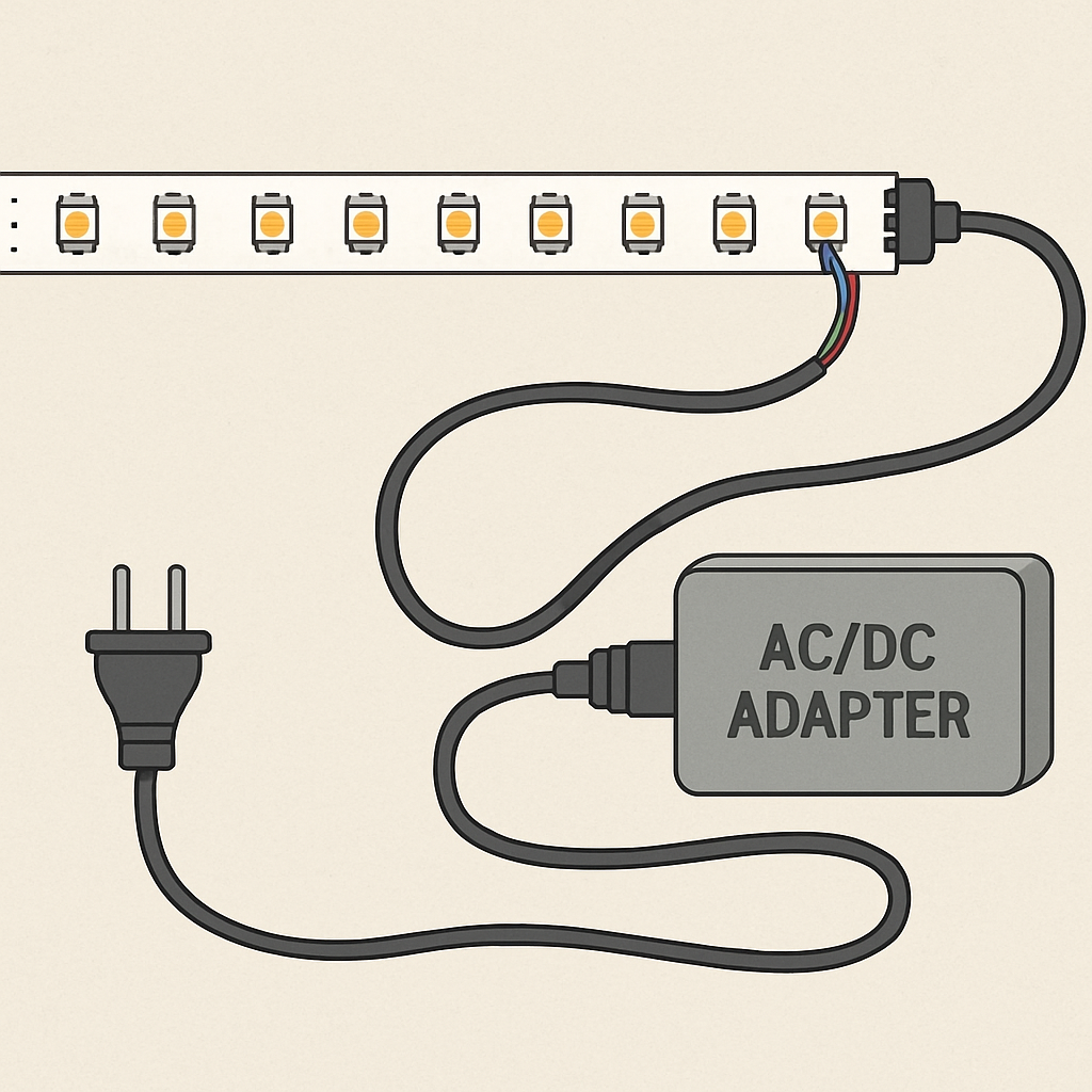 Illustration of a LED strip light setup
