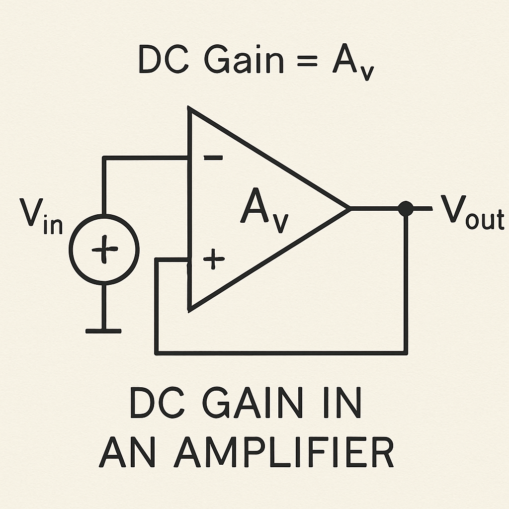 Schematic showing DC gain in an amplifier
