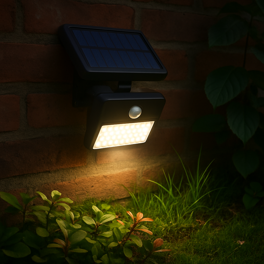 solar motion sensor light in a garden