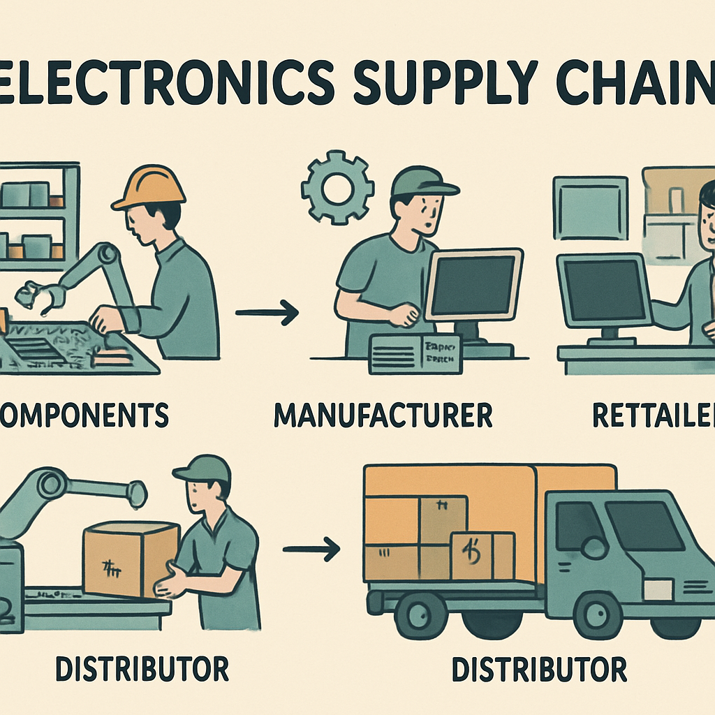 Illustration of the electronics supply chain process