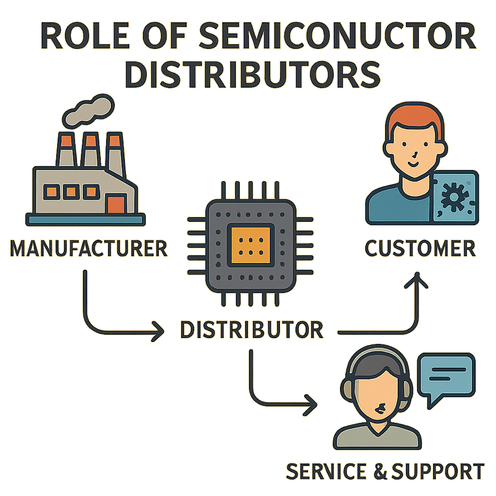 Infographic showing the role of semiconductor distributors