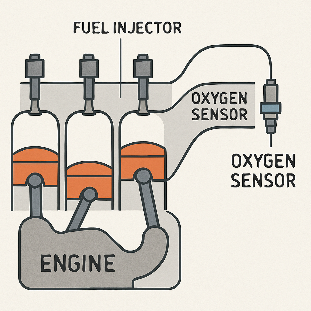 Diagram of Oxygen Sensor in an Engine