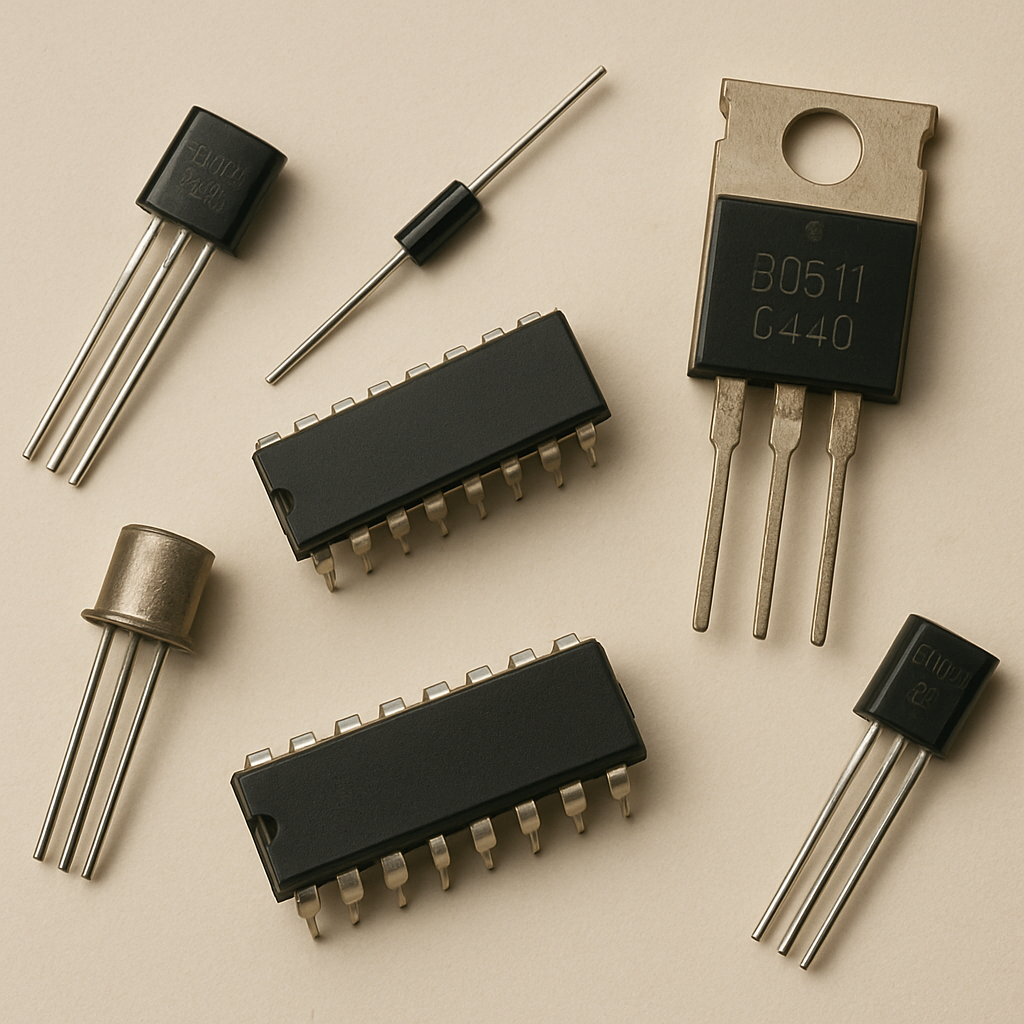 Various types of active components including transistors and integrated circuits