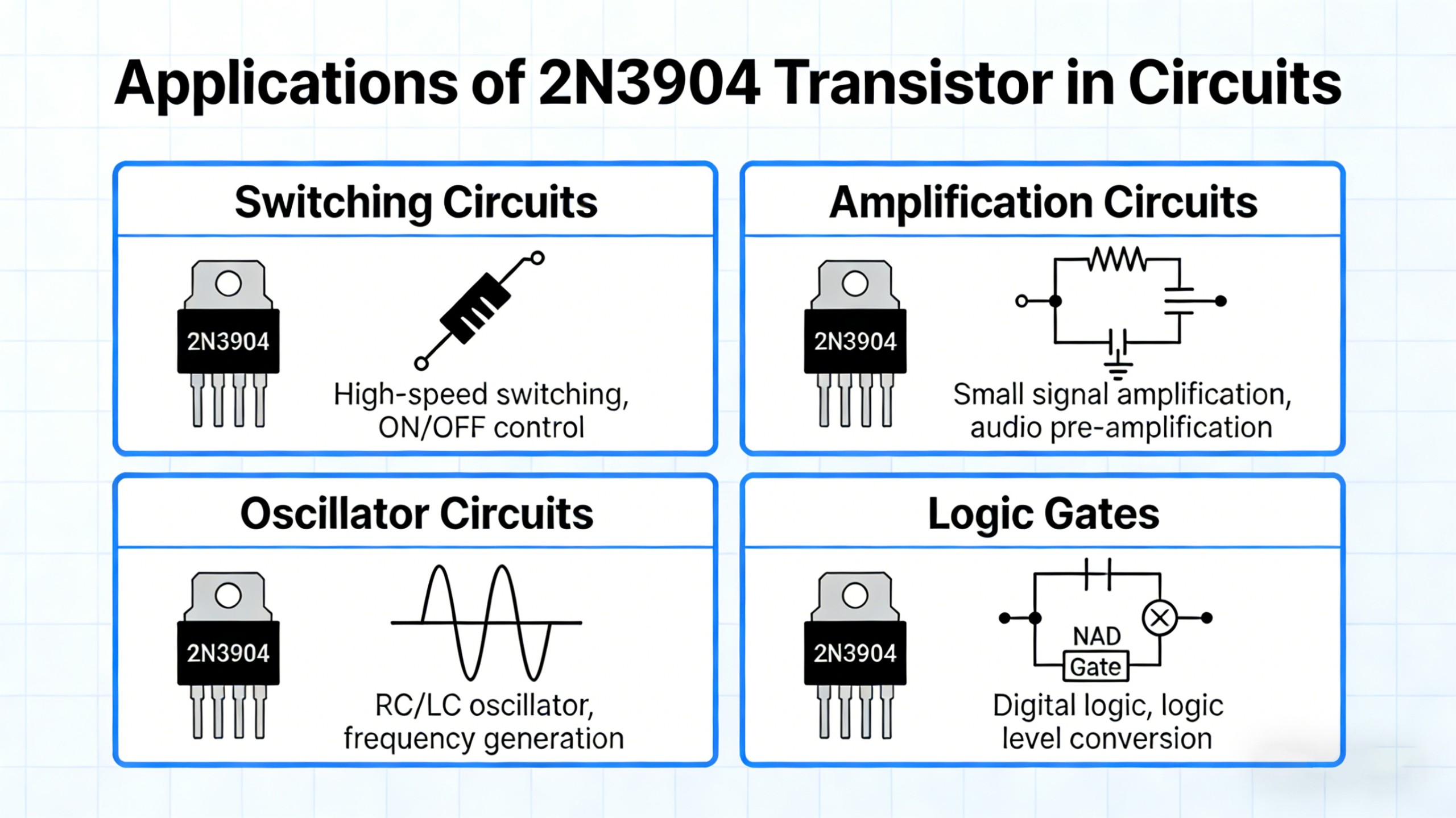 What are the applications of 2N3904 in circuits